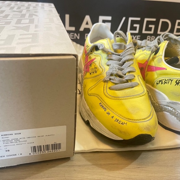 GOLDEN GOOSE WMNS Running Sole in Yellow Nappa with pink glitter star US8/EU38 - Picture 10 of 10